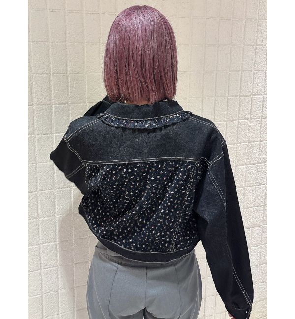 merry jenny「【セットアップ着用可能】petit flowerコンビデニムジャケット」|デニムジャケット|