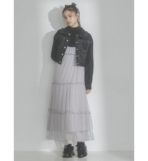 merry jenny「【セットアップ着用可能】petit flowerコンビデニムジャケット」|デニムジャケット|