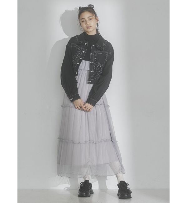 merry jenny「【セットアップ着用可能】petit flowerコンビデニムジャケット」|デニムジャケット|