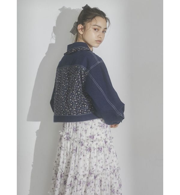 merry jenny「【セットアップ着用可能】petit flowerコンビデニムジャケット」|デニムジャケット|