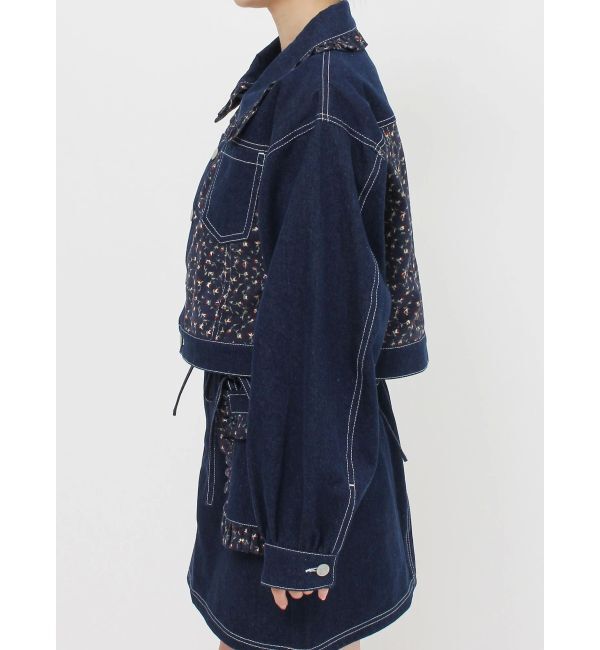 merry jenny「【セットアップ着用可能】petit flowerコンビデニムジャケット」|デニムジャケット|