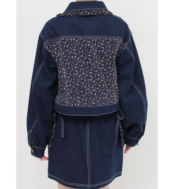 merry jenny「【セットアップ着用可能】petit flowerコンビデニムジャケット」|デニムジャケット|