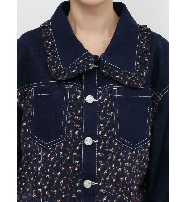 merry jenny「【セットアップ着用可能】petit flowerコンビデニムジャケット」|デニムジャケット|