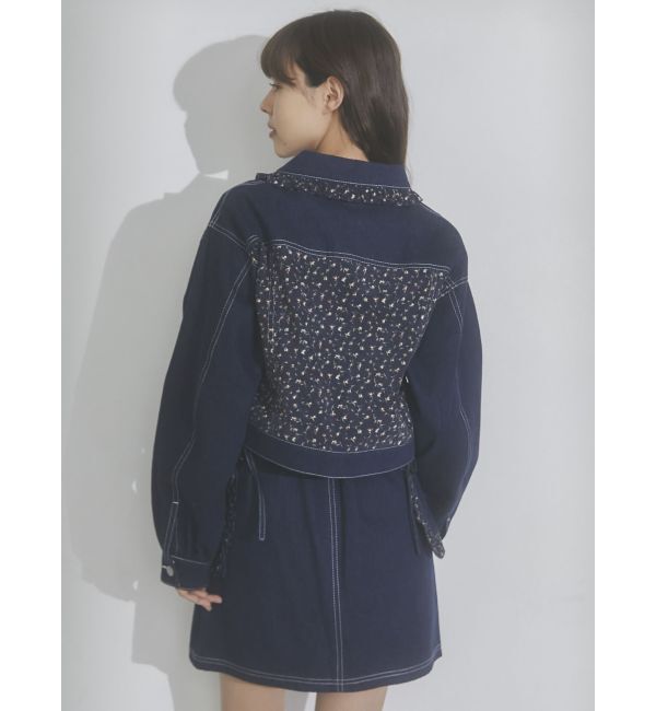 merry jenny「【セットアップ着用可能】petit flowerコンビデニムジャケット」|デニムジャケット|