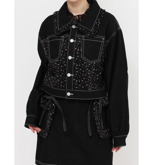 merry jenny「【セットアップ着用可能】petit flowerコンビデニムジャケット」|デニムジャケット|