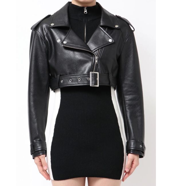 GYDA「Fake leather shortジャケット」|ライダースジャケット|