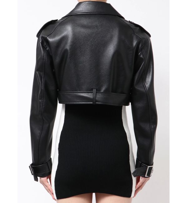 GYDA「Fake leather shortジャケット」|ライダースジャケット|