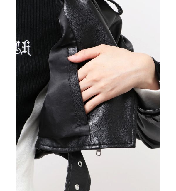 GYDA「Fake leather shortジャケット」|ライダースジャケット|