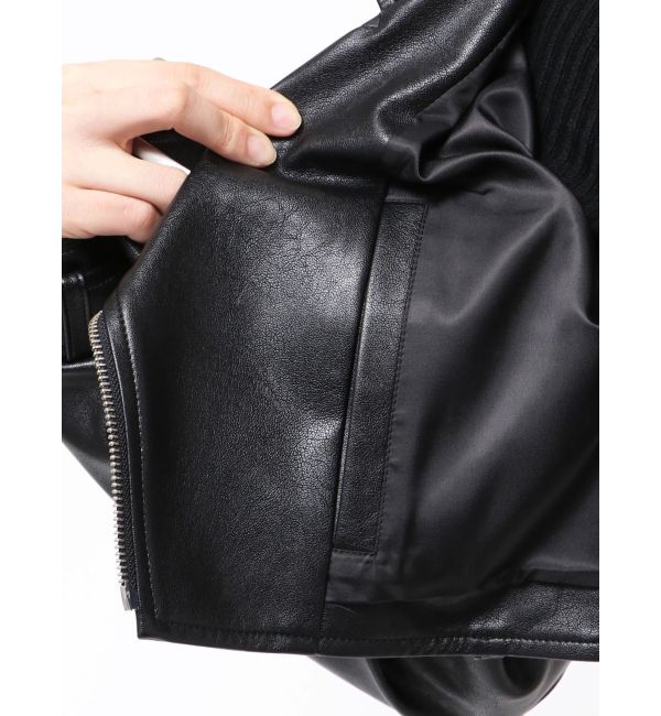 GYDA「Fake leather shortジャケット」|ライダースジャケット|