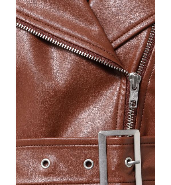 GYDA「Fake leather shortジャケット」|ライダースジャケット|