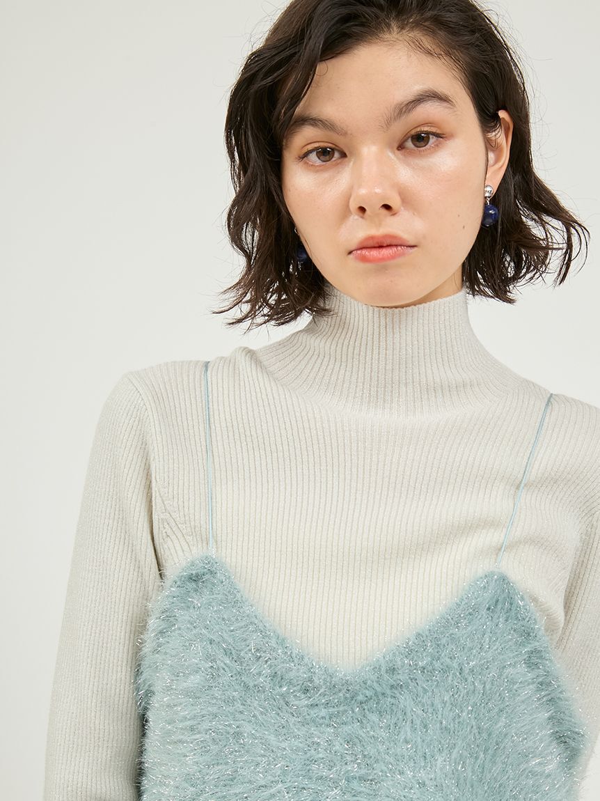 emmi atelier「フェザーラメニットビスチェ」|ニット・セーター|