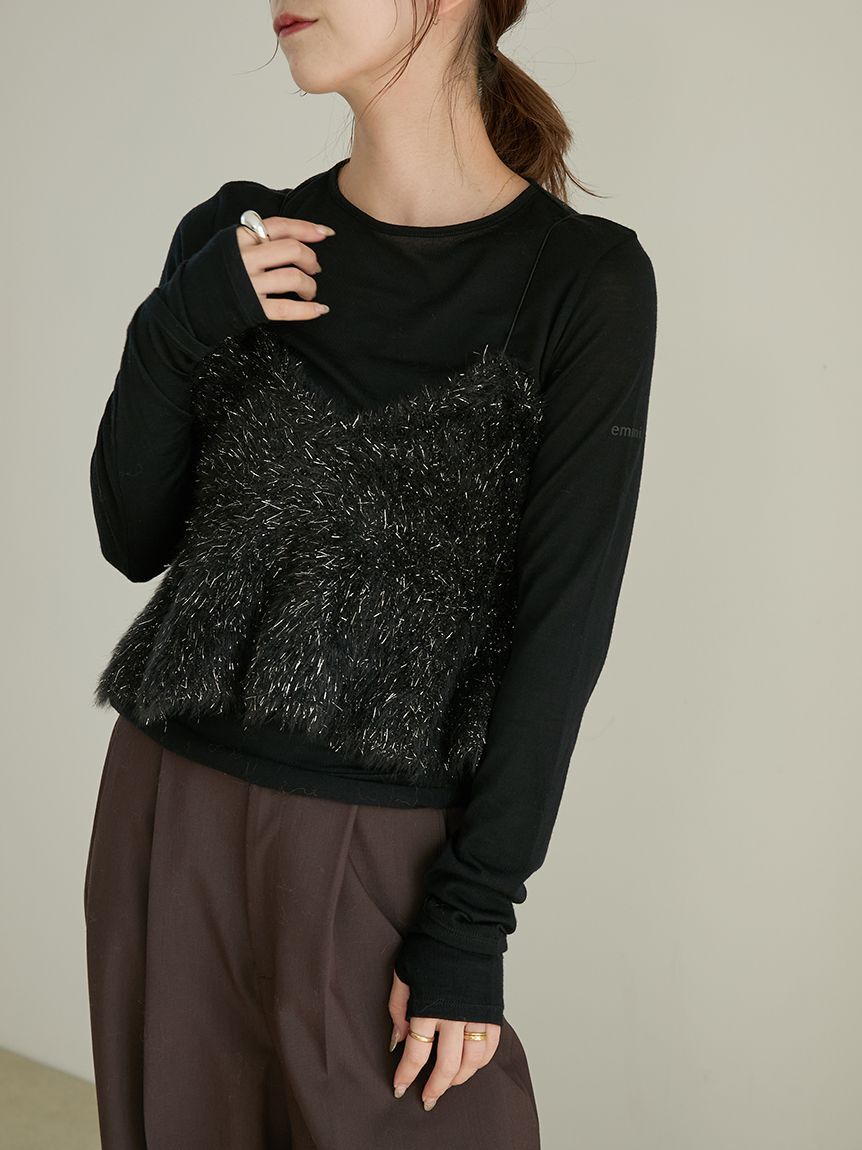 emmi atelier「フェザーラメニットビスチェ」|ニット・セーター|