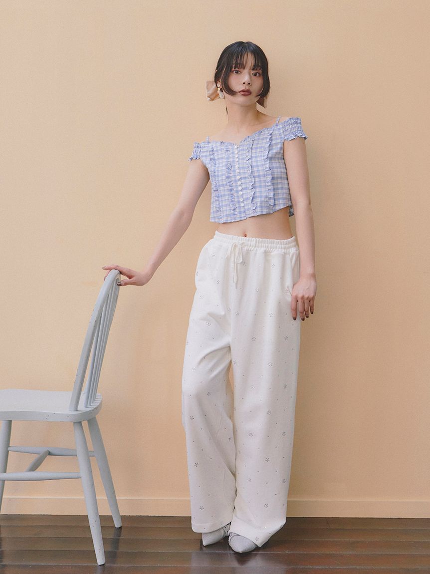 FURFUR「【限定カラー】ビジュー付きスウェットパンツ」|チノ|