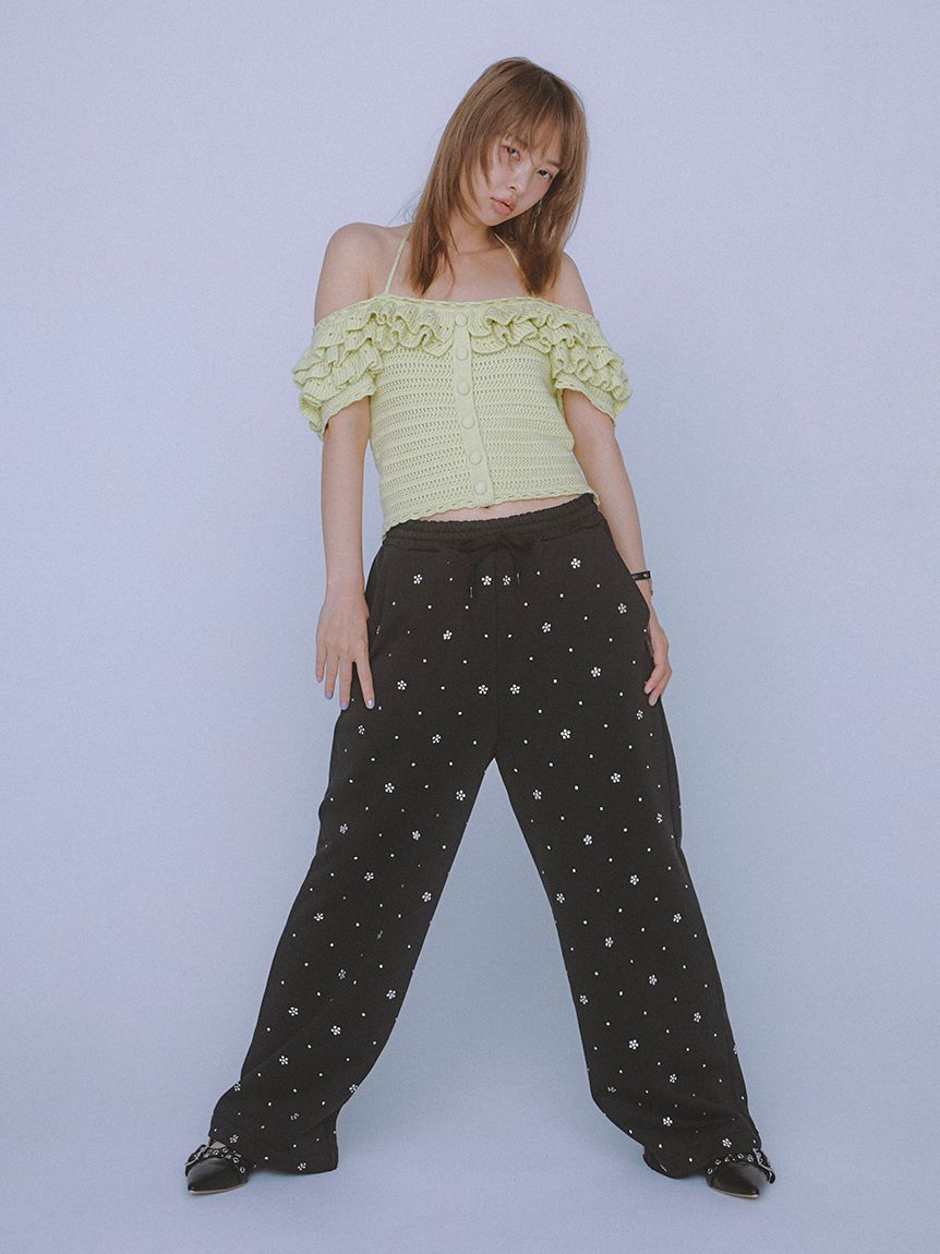 FURFUR「【限定カラー】ビジュー付きスウェットパンツ」|チノ|