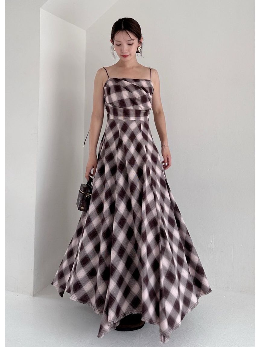 FRAY I.D「オンブレチェックアシメヘムキャミドレス」|ドレス|