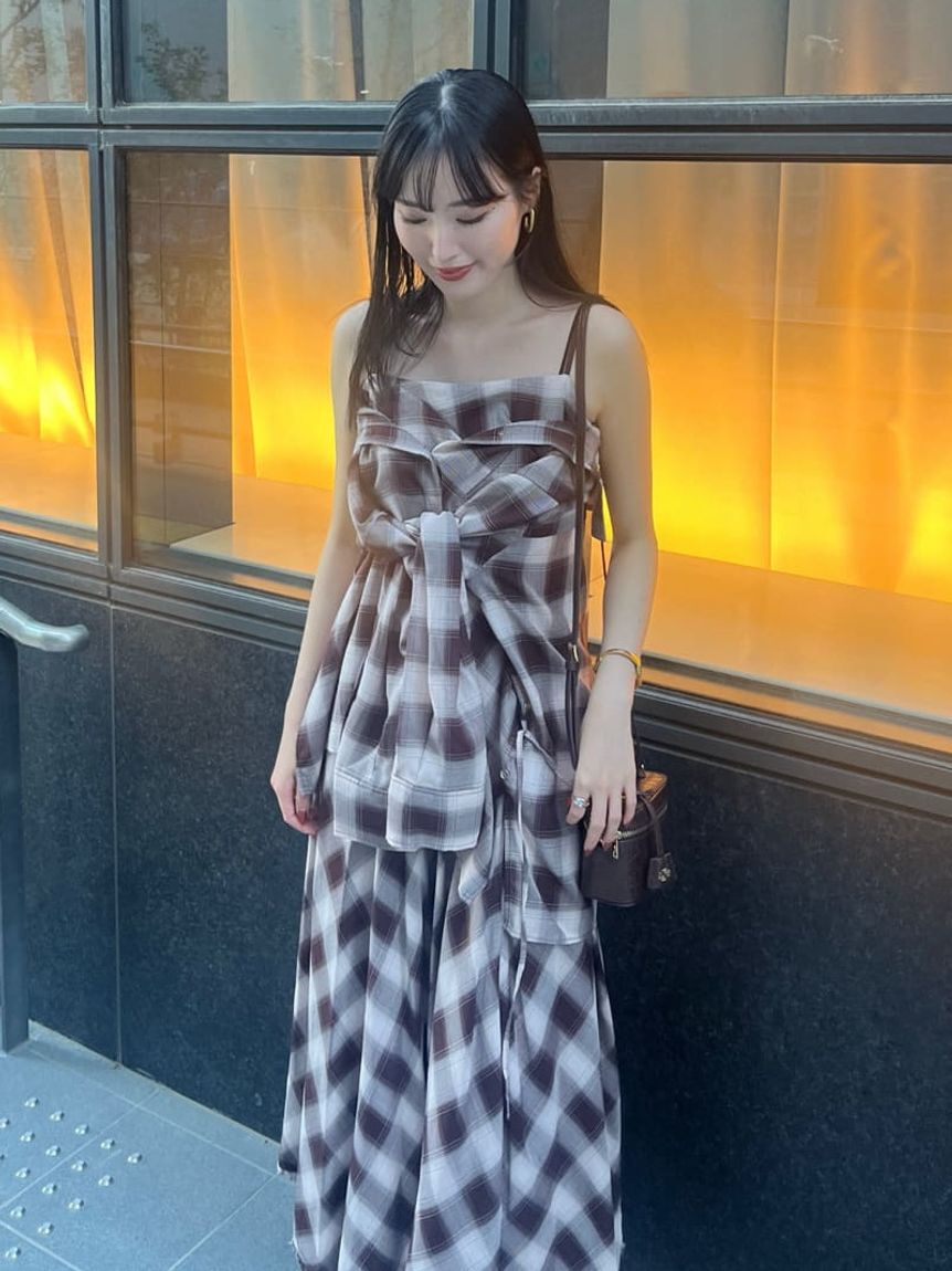 FRAY I.D「オンブレチェックアシメヘムキャミドレス」|ドレス|