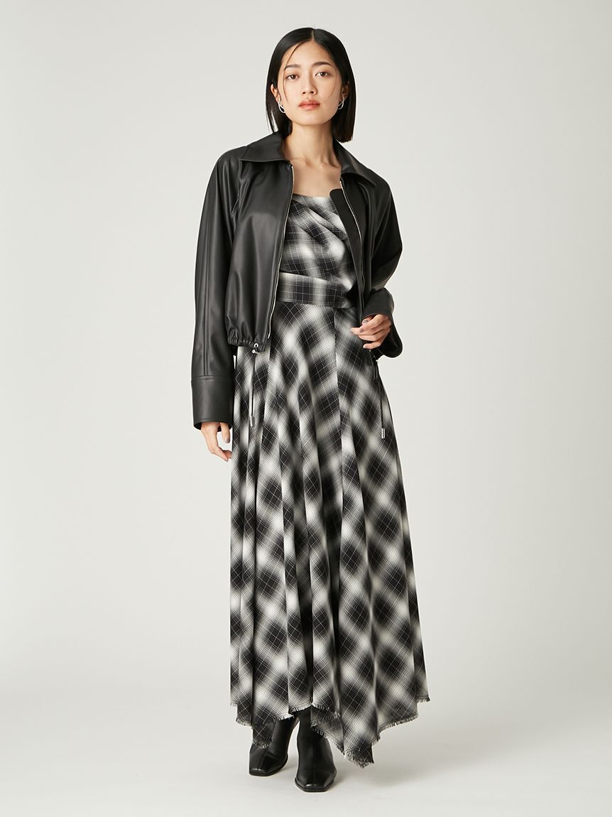 FRAY I.D「オンブレチェックアシメヘムキャミドレス」|ドレス|