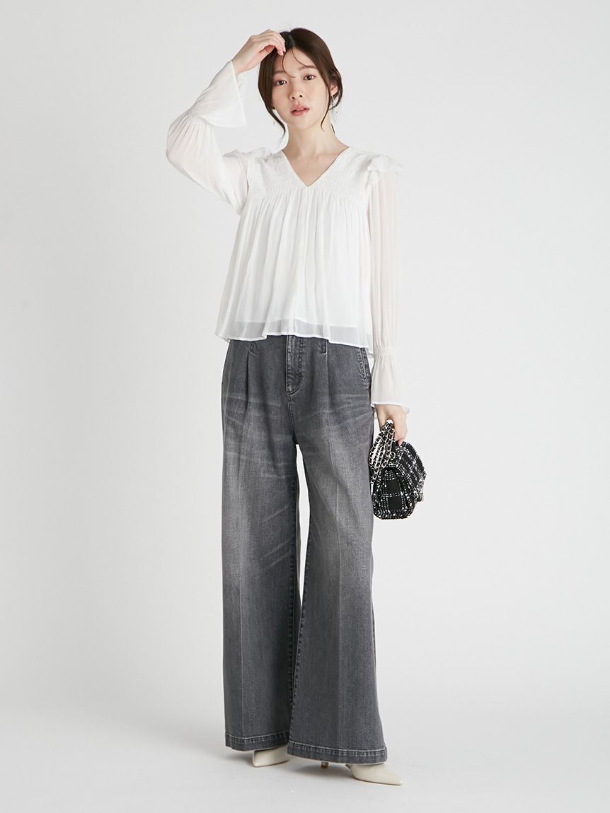 CELFORD「シャーリングギャザー割繊ブラウス」|シャツ・ブラウス|