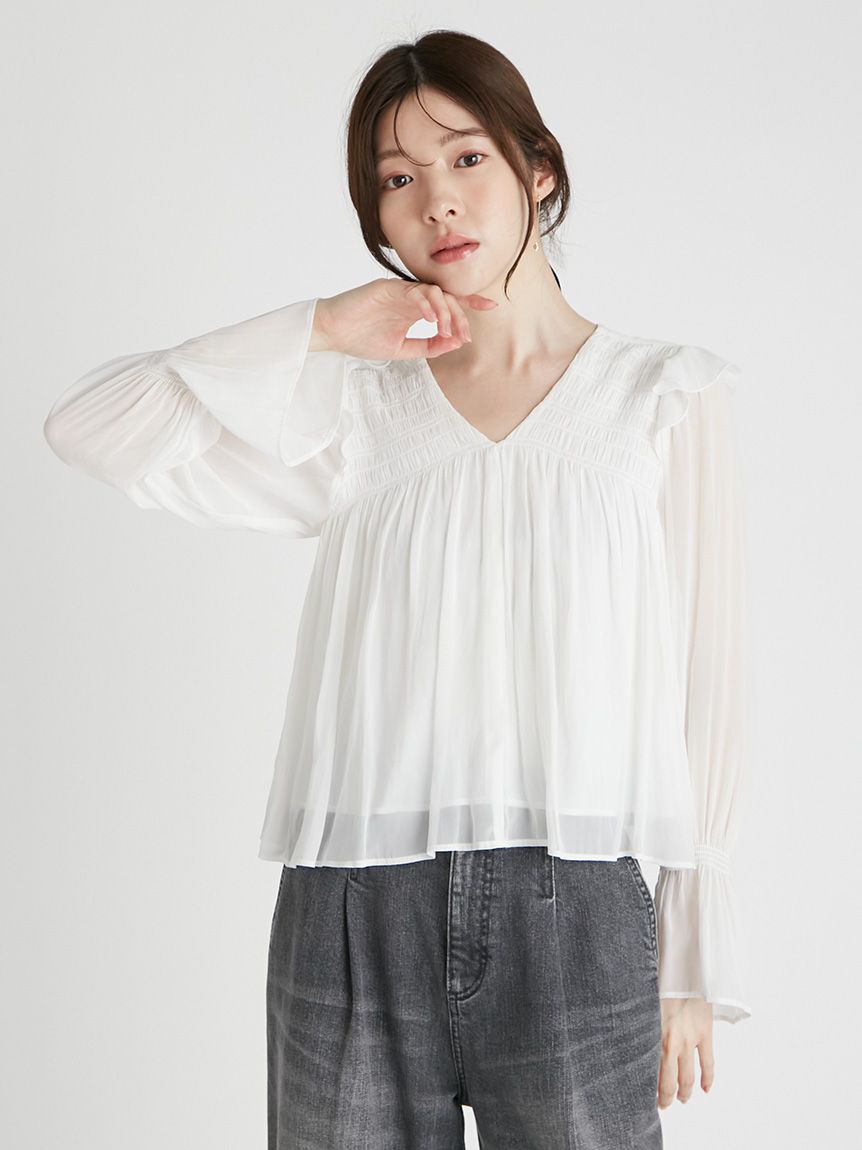 CELFORD「シャーリングギャザー割繊ブラウス」|シャツ・ブラウス|