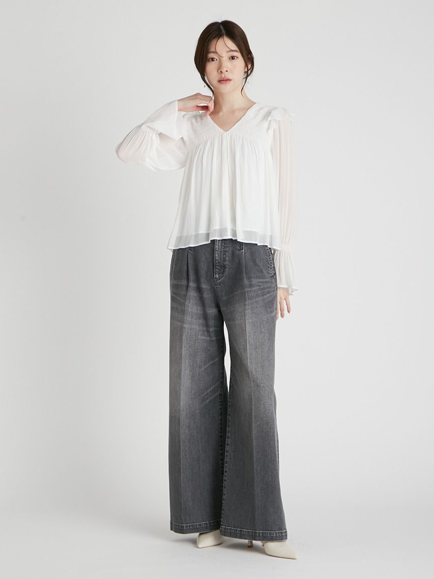 CELFORD「シャーリングギャザー割繊ブラウス」|シャツ・ブラウス|