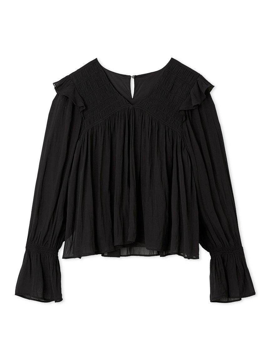 CELFORD「シャーリングギャザー割繊ブラウス」|シャツ・ブラウス|BLK