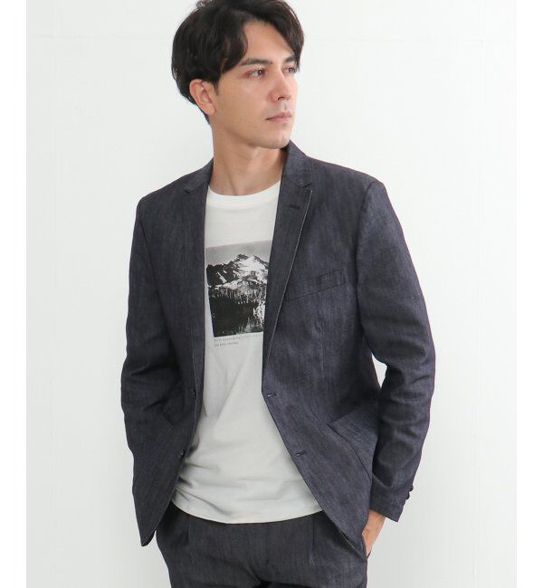 IKKA LOUNGE「デニムライクテーラードジャケット」|テーラードジャケット|ネイビー