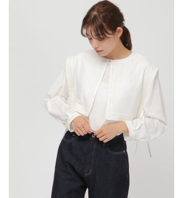 Lbc with Life「つけ襟付き刺繍ロンT」|その他|ホワイト