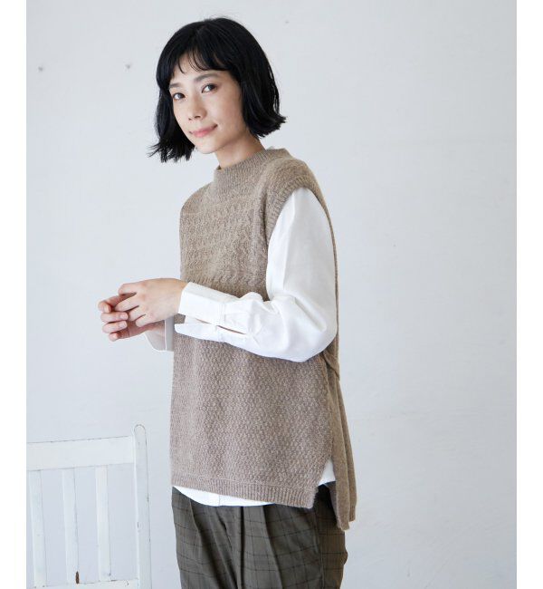 Lbc with Life「ウール混バックシャンリボンベスト」|ニット・セーター|