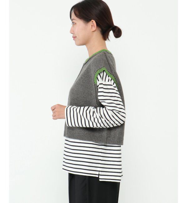 Lbc with Life「アシメハンドステッチニットベスト」|ニット・セーター|