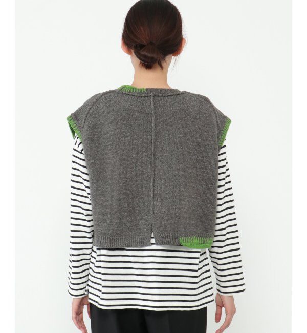 Lbc with Life「アシメハンドステッチニットベスト」|ニット・セーター|