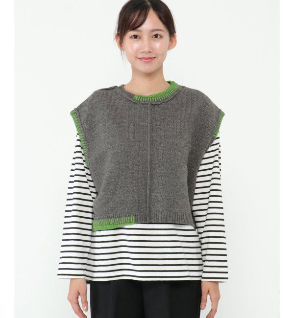 Lbc with Life「アシメハンドステッチニットベスト」|ニット・セーター|