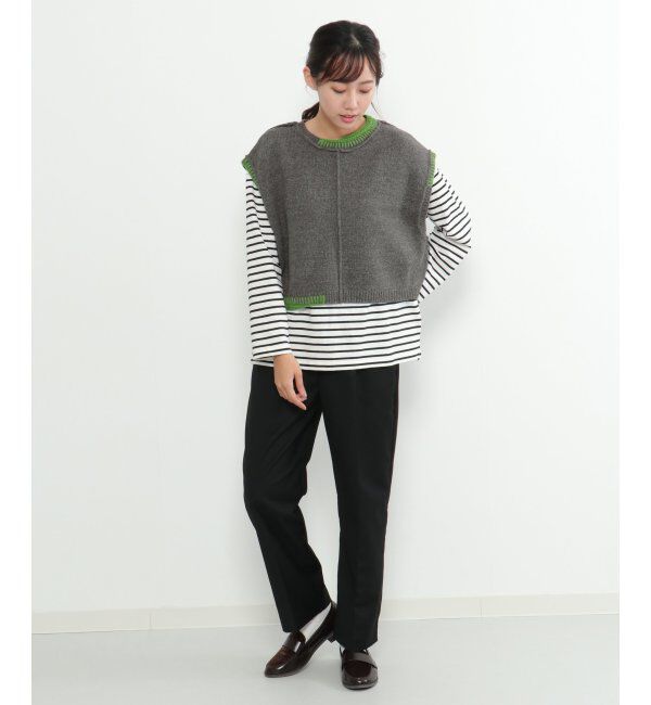 Lbc with Life「アシメハンドステッチニットベスト」|ニット・セーター|
