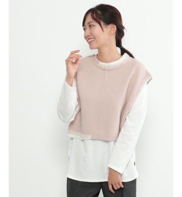 Lbc with Life「アシメハンドステッチニットベスト」|ニット・セーター|