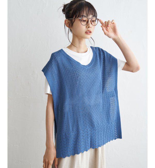 Lbc with Life「透かし編み裾スカラップベスト」|ニット・セーター|