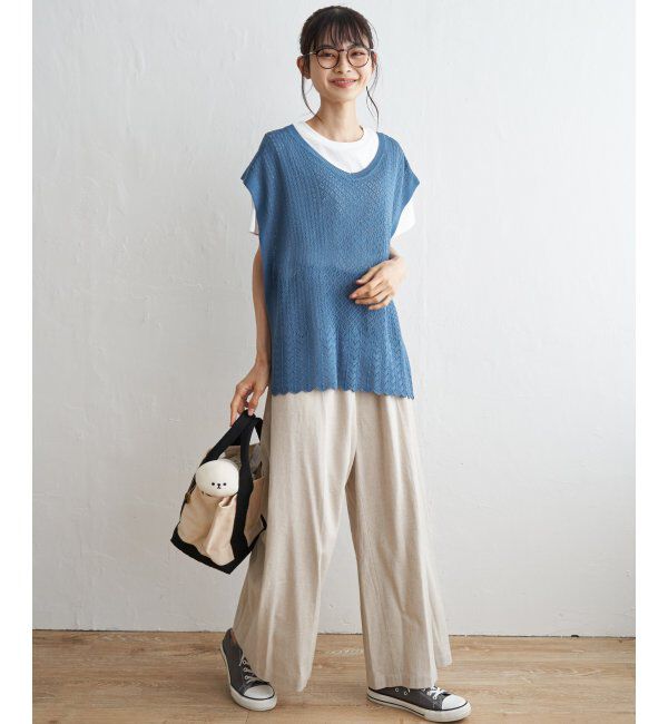 Lbc with Life「透かし編み裾スカラップベスト」|ニット・セーター|