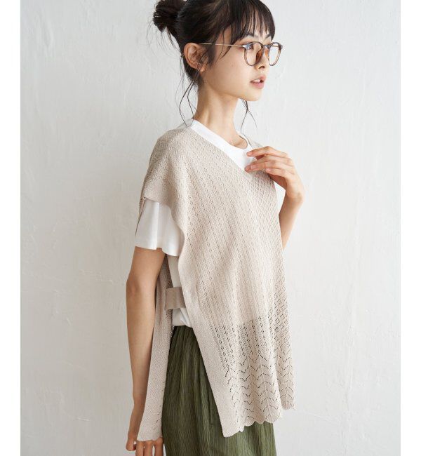 Lbc with Life「透かし編み裾スカラップベスト」|ニット・セーター|