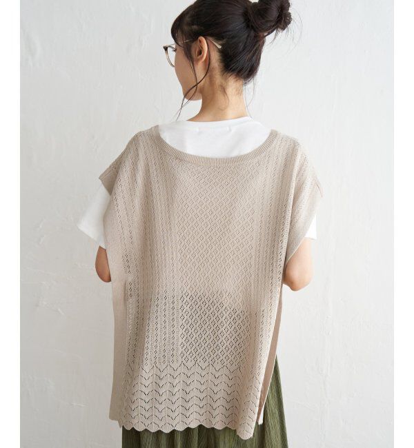 Lbc with Life「透かし編み裾スカラップベスト」|ニット・セーター|