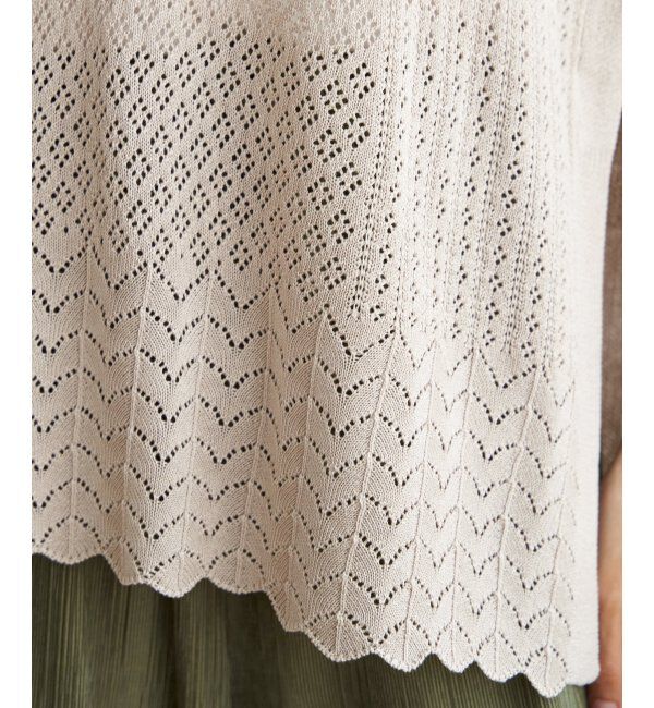 Lbc with Life「透かし編み裾スカラップベスト」|ニット・セーター|