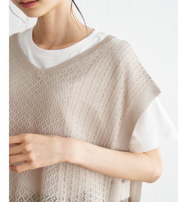 Lbc with Life「透かし編み裾スカラップベスト」|ニット・セーター|