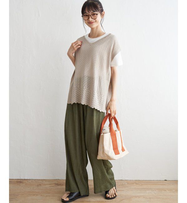 Lbc with Life「透かし編み裾スカラップベスト」|ニット・セーター|