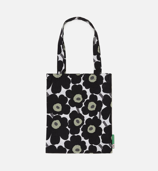 Marimekko「【日本限定】8月デザイン Mini Unikko 60th マンスリーファブリックバッグ 27x33cm」|トートバッグ|ブラック&times;ホワイト