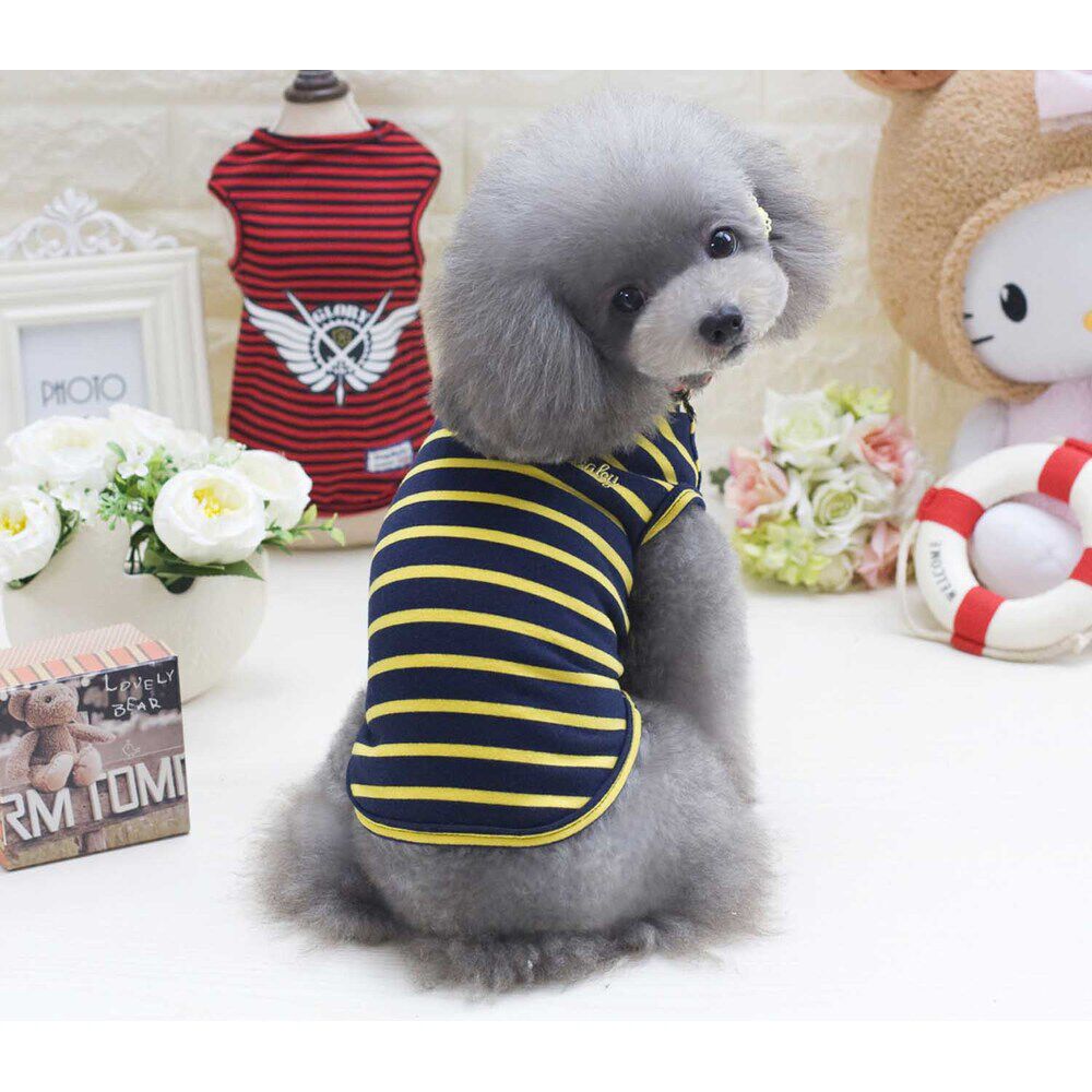 BACKYARD FAMILY「犬服 小型犬 タンクトップ 通販 犬の服 犬 いぬ 服 動きやすい 夏服 春 夏 ボーダー 春夏」|その他|イエロー1