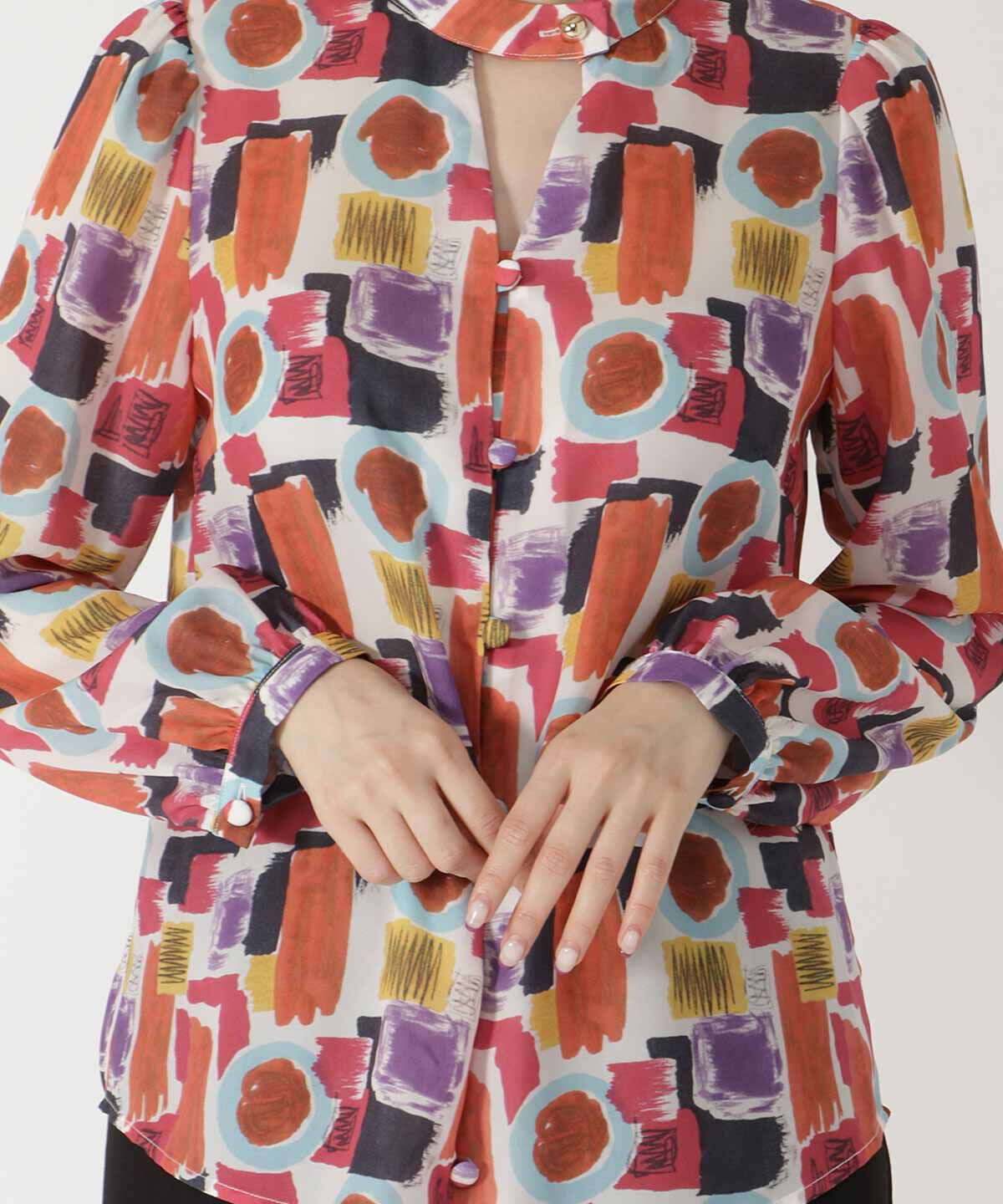 REDYAZEL「カラフルペイントデコルテあきブラウス」|シャツ・ブラウス|