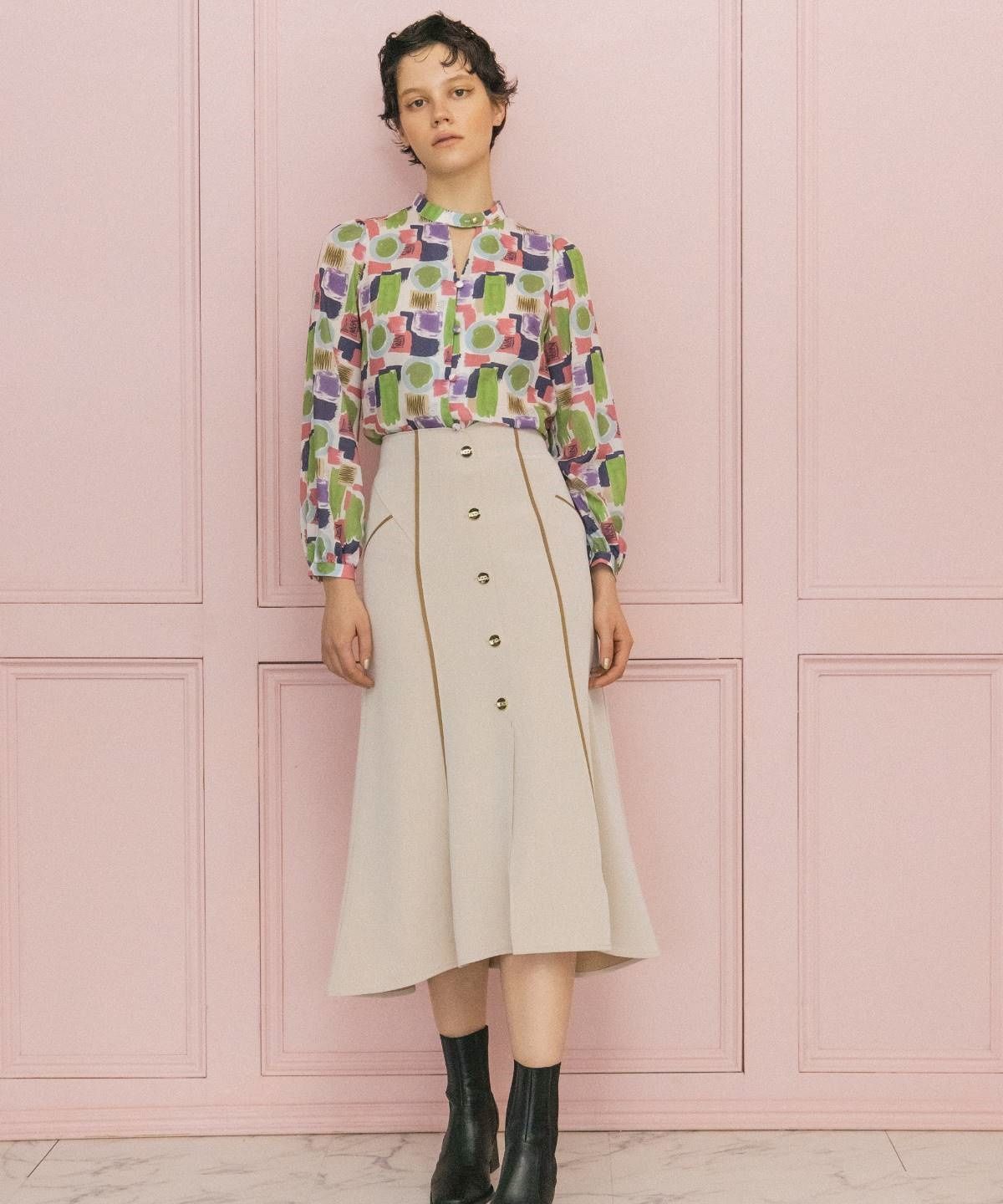 REDYAZEL「カラフルペイントデコルテあきブラウス」|シャツ・ブラウス|