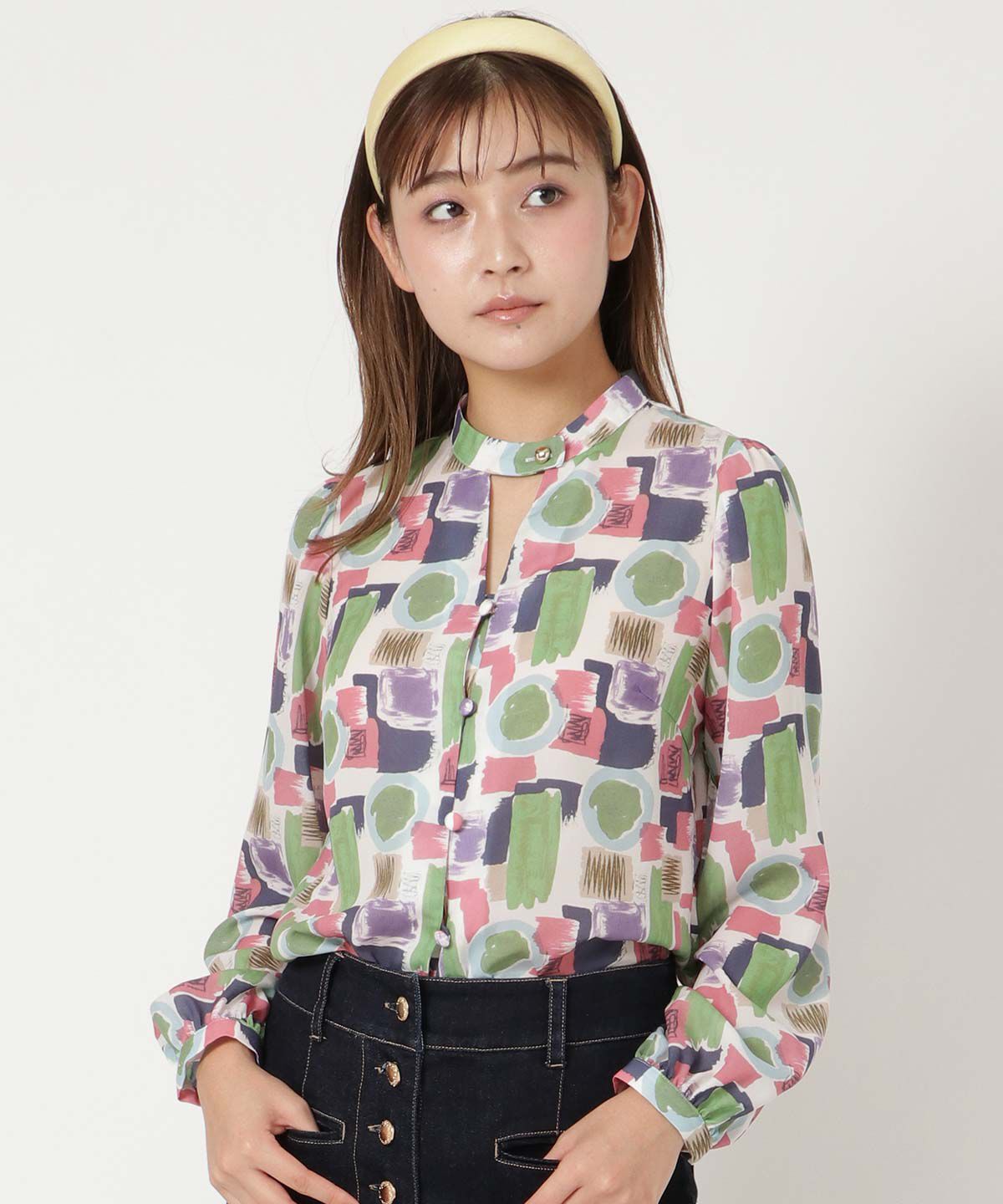 REDYAZEL「カラフルペイントデコルテあきブラウス」|シャツ・ブラウス|