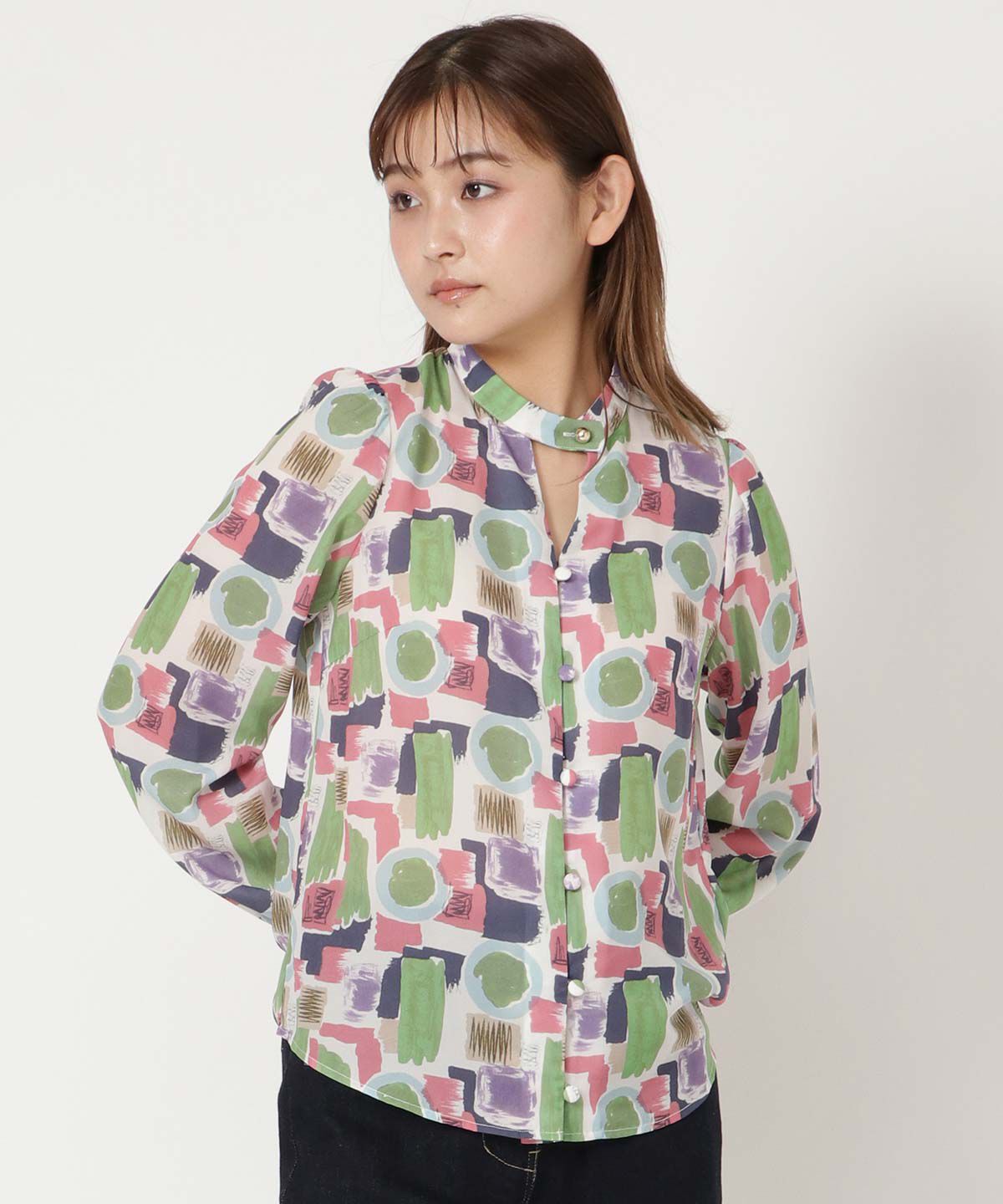 REDYAZEL「カラフルペイントデコルテあきブラウス」|シャツ・ブラウス|