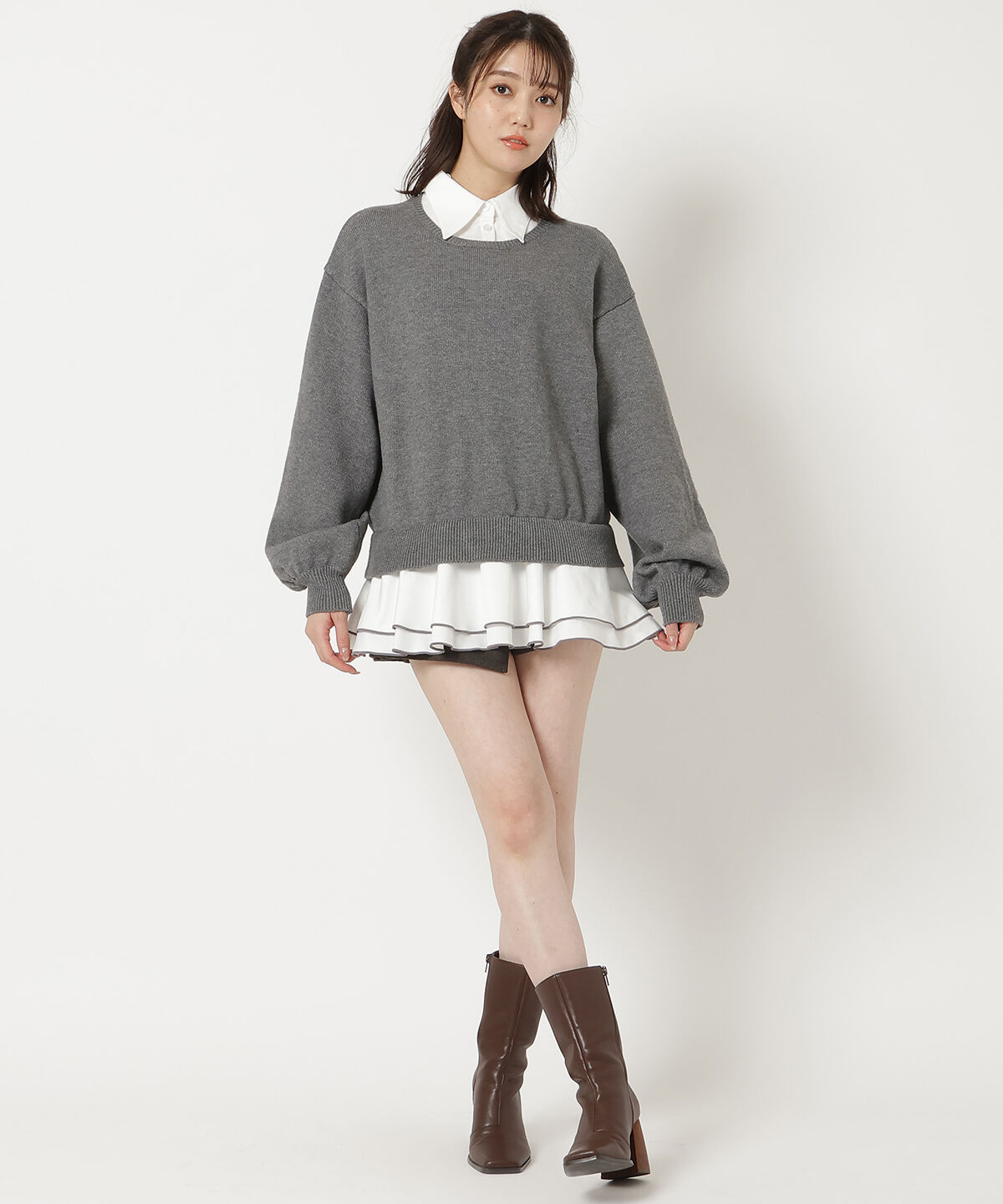 REDYAZEL「フリルドッキングニットトップス」|ニット・セーター|