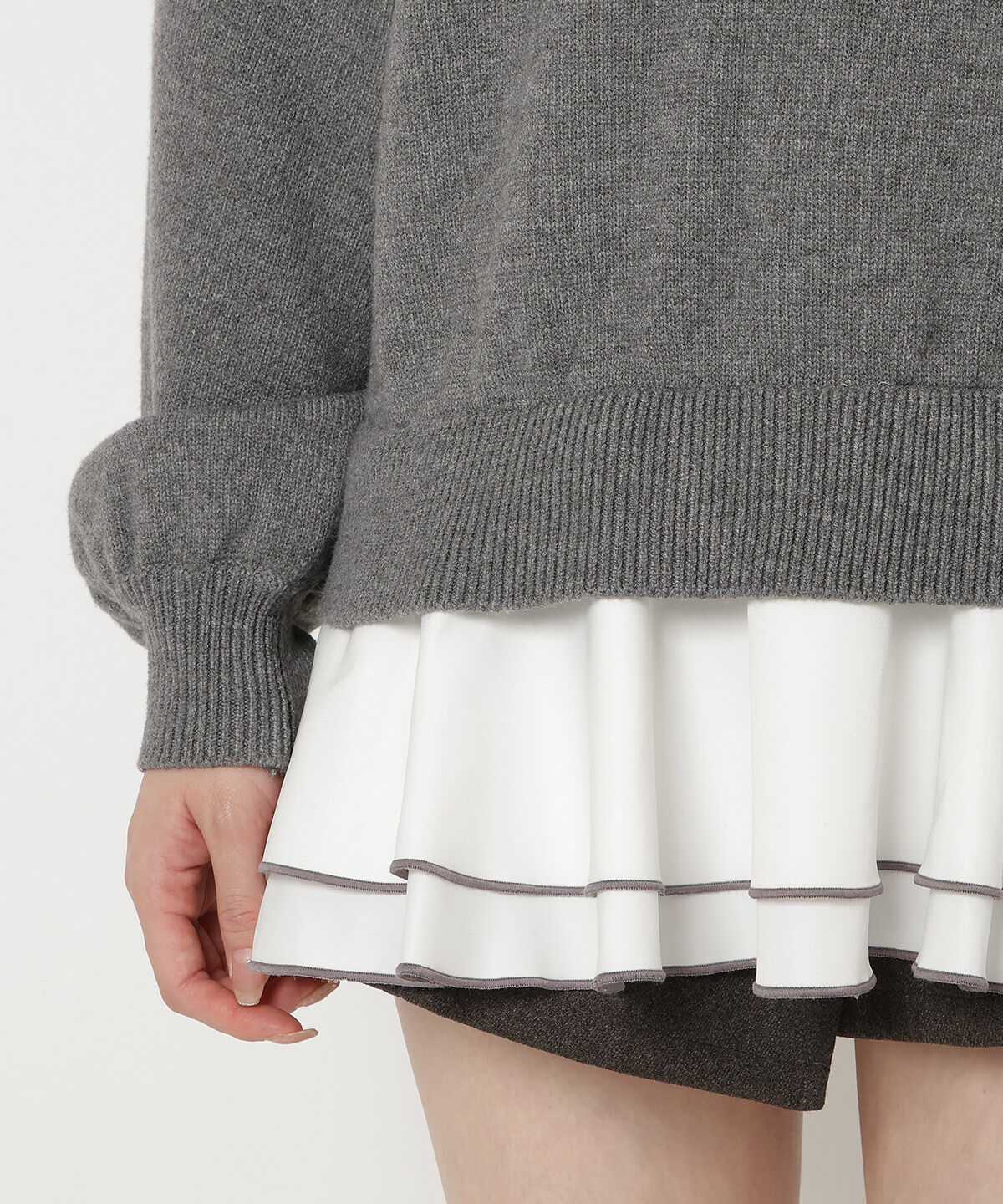 REDYAZEL「フリルドッキングニットトップス」|ニット・セーター|