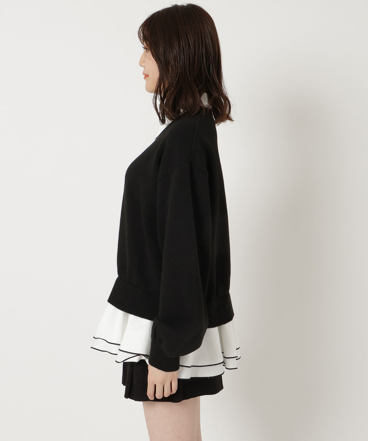 REDYAZEL「フリルドッキングニットトップス」|ニット・セーター|