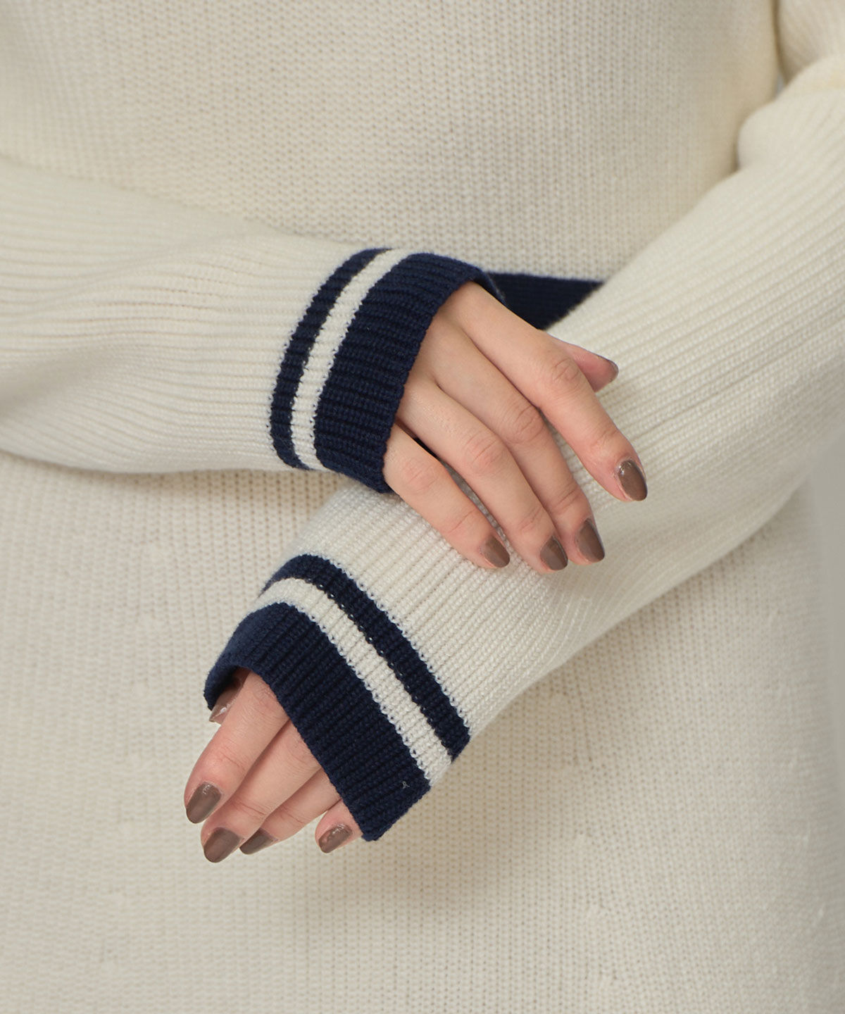 REDYAZEL「バイカラーポロニットロングスリーブミニワンピース」|ワンピース|